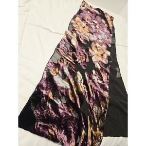 FRAAS Silk Velvet Flowers Scarf Vtg Boho Hippy Festive Holiday Wrap Decor Gift